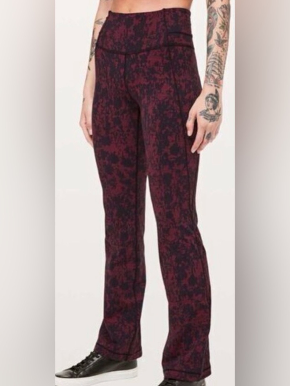 NWT Lululemon Groove Pant Bootcut Scatter Blossom Jacquard Garnet Black 4 - Picture 2 of 7